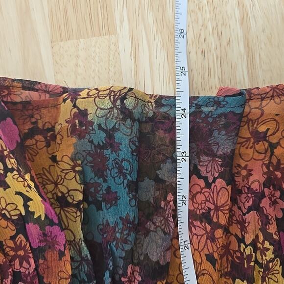 Sundance Womens 100% Silk Floral Peasant Blouse Sz XS Button Up Long Sleeve Boho - Picture 5 of 8